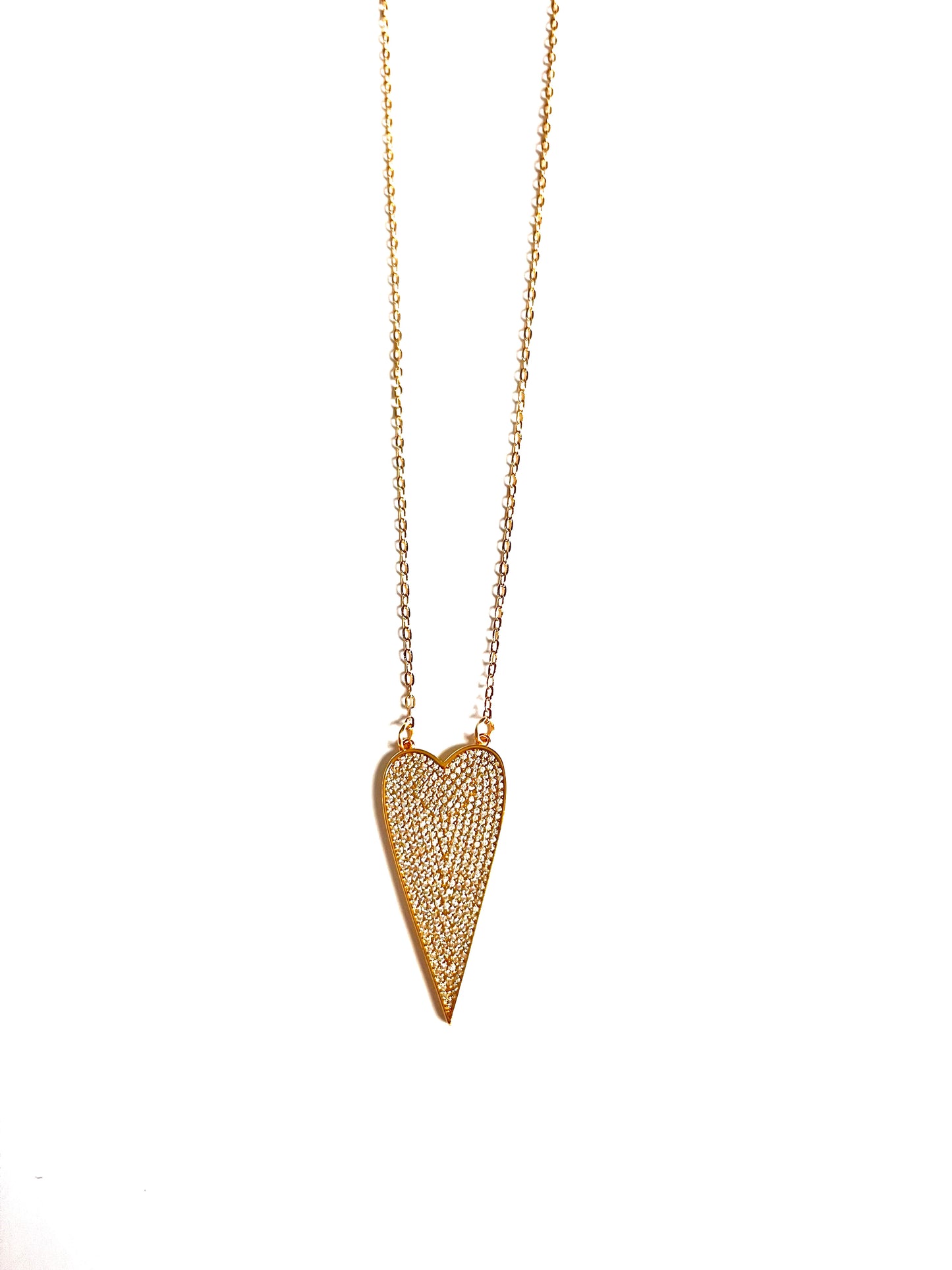 282 Large pave slim heart pendant necklace