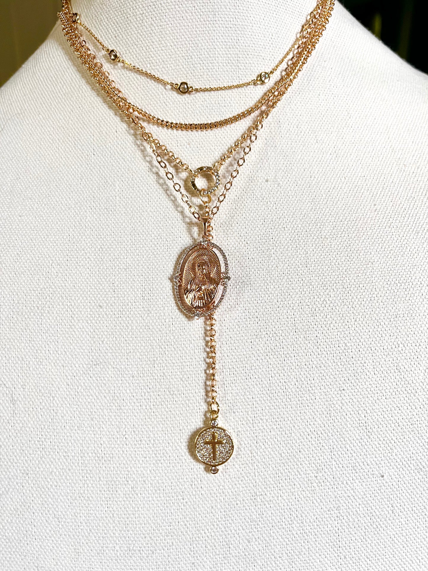 Cross Charm on a Dainty Y Necklace