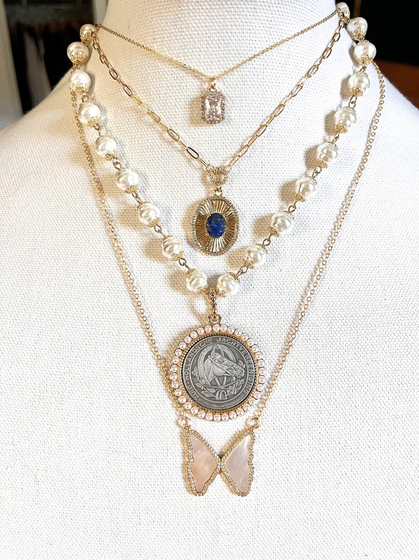Pearl & Horse Coin Necklace